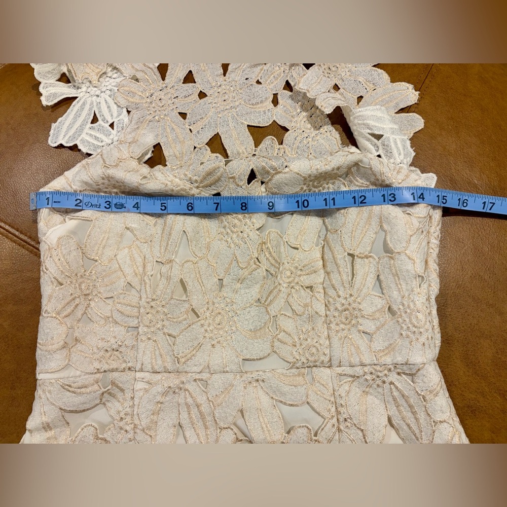 SAYLOR  Cream Floral Lace Backless Halter Dress - Picture 10 of 13